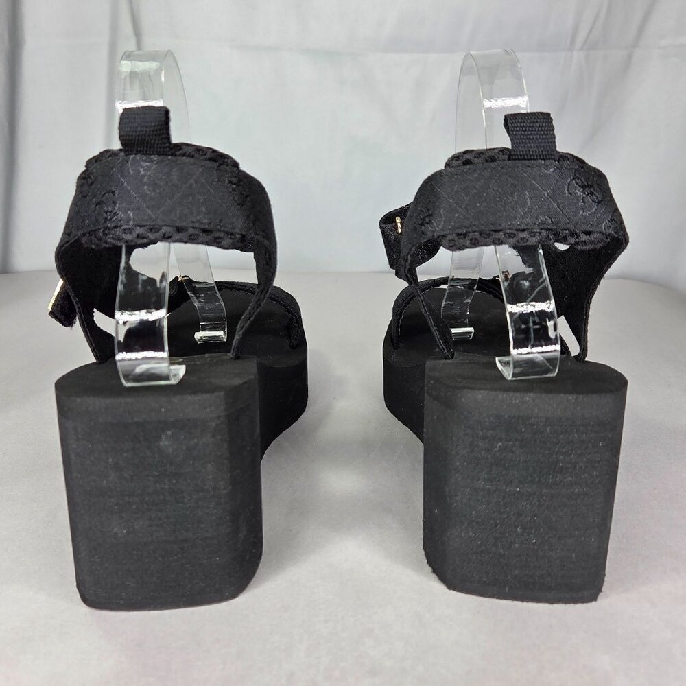 Guess Women's Daysa Quattro-G Strappy Eva Wedge Sandals Black Logo - Picture 4 of 7